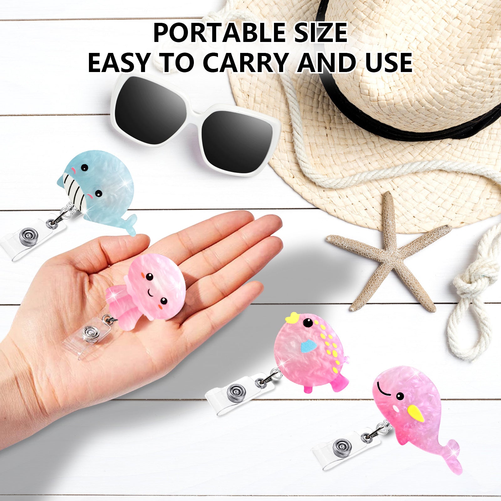 Wholesale New jellyfish dolphin telescopic clip easy to pull